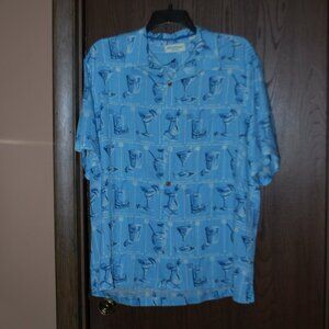 NWT Carribean Silk-blend Shirt with "Drinks" - XL